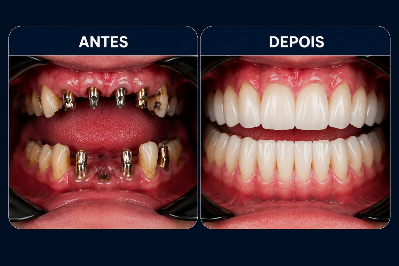 Sorriso reabilitado — Reabilitação total