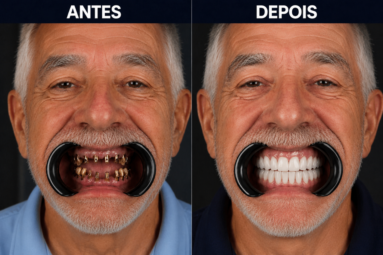 Sorriso reabilitado — Reabilitação masculina